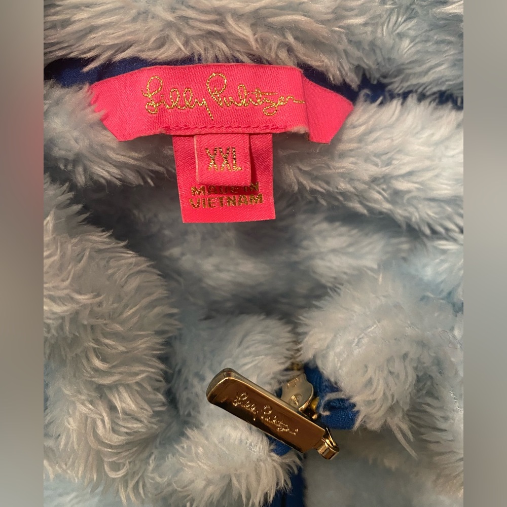 🎉HP🎉Lilly Pulitzer Skipper Sherpa Popover Fleece Fuzzy Half Zip Skim blue XXL - Picture 8 of 10